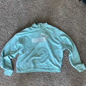 Mint Green Puma Cropped Hoodie